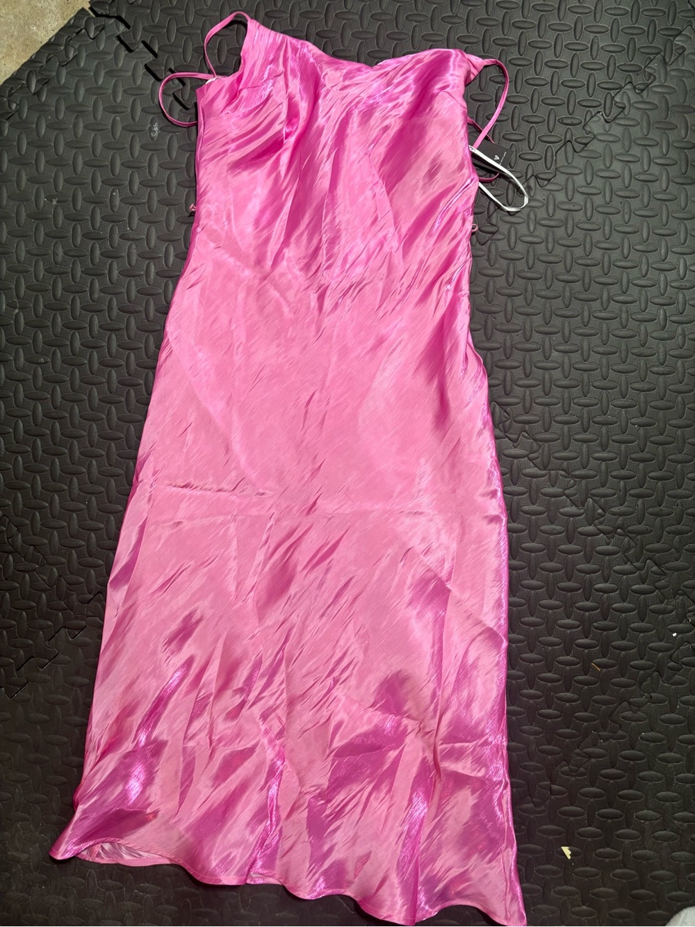 Lulu's Hot Pink Satin Slip Dress with Spaghetti Straps